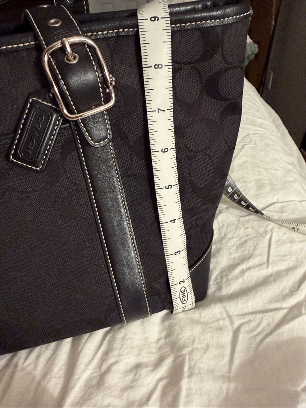 Coach Black Signature Canvas Shoulder Tote - Picture 6 of 6
